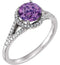 Amethyst and Diamond Halo Ring, Rhodium-Plated 14k White Gold (.2 Ctw, H-J Color, I2-I3 Clarity)