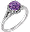 Amethyst and Diamond Halo Ring, Rhodium-Plated 14k White Gold (.2 Ctw, H-J Color, I2-I3 Clarity), Size 6.75