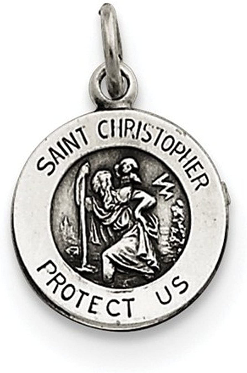 Sterling Silver Antiqued Saint Christopher Medal Pendant (16X12 MM)