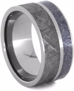 Gibeon Meteorite, Blue, Bronze and White Mokume 10mm Comfort-Fit Titanium Wedding Band, Size 7.25