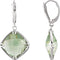 Two-Sided 21 Ctw Checkerboard Antique Cushion Green Quartz Sterling Silver Earrings