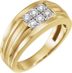 Men's 6-Stone Diamond Ring, 14k Yellow Gold (.5 Ctw, HIJ Color, SI2-I1 Clarity) Size 10