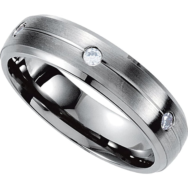 Women's Six Diamond .18 Cttw Titanium 5mm Comfort Fit Band (GI Color, SI1 Clarity), Size 7.5