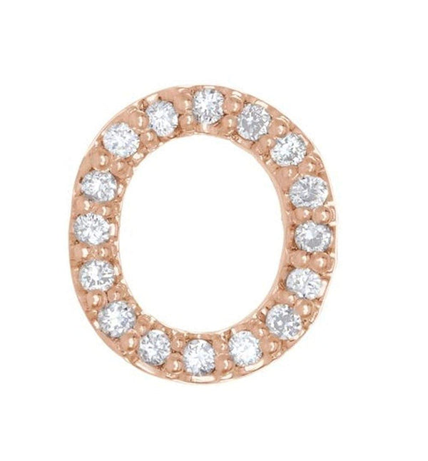 14k Rose Gold Diamond Letter 'O' Initial Stud Earring (Single Earring) (.07 Ctw, GH Color, I1 Clarity)
