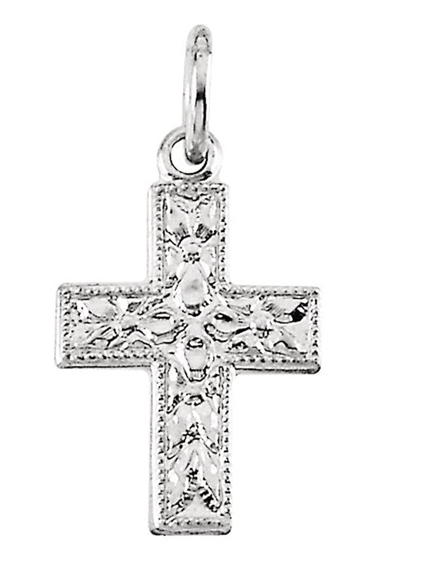 Childrens 14k White Gold Small Cross Pendant