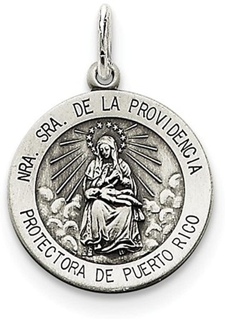 Sterling Silver Antiqued De La Providencia Medal (26X19MM)