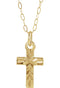 Youth Cross 14k Yellow Gold Pendant Necklace, 15" (9.50X6.50 MM)