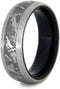 Gibeon Meteorite, Brushed Titanium 7mm Comfort-Fit Ironwood Ring, Size 14.75