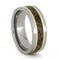 18k Yellow Gold Pinstripes, Multi-Color Dino Bone 7mm Comfort-Fit Titanium Band