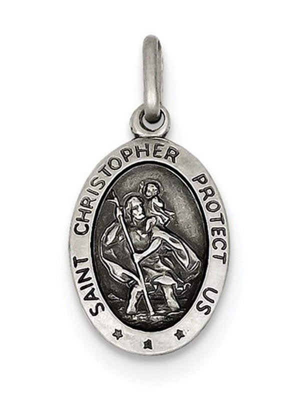 Sterling Silver Saint Christopher Medal Charm Pendant (25X12 MM)