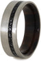 Black Stardust, Ironwood Sleeve 7mm Comfort-Fit Brushed Titanium Wedding Band, Size 10.5