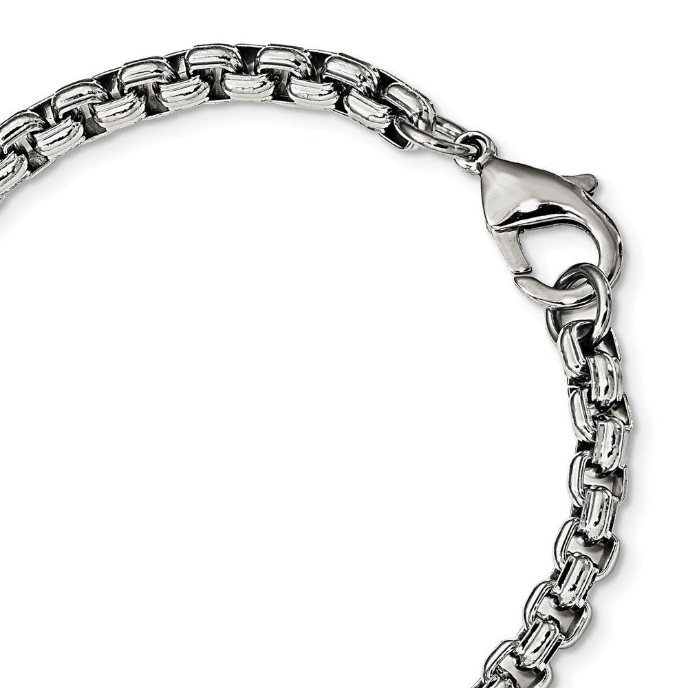 Men's Polished Stainless Steel 5.55mm Fancy Box Bracelet, 8.25"