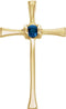 Sapphire Western Cross 14k Yellow Gold Pendant