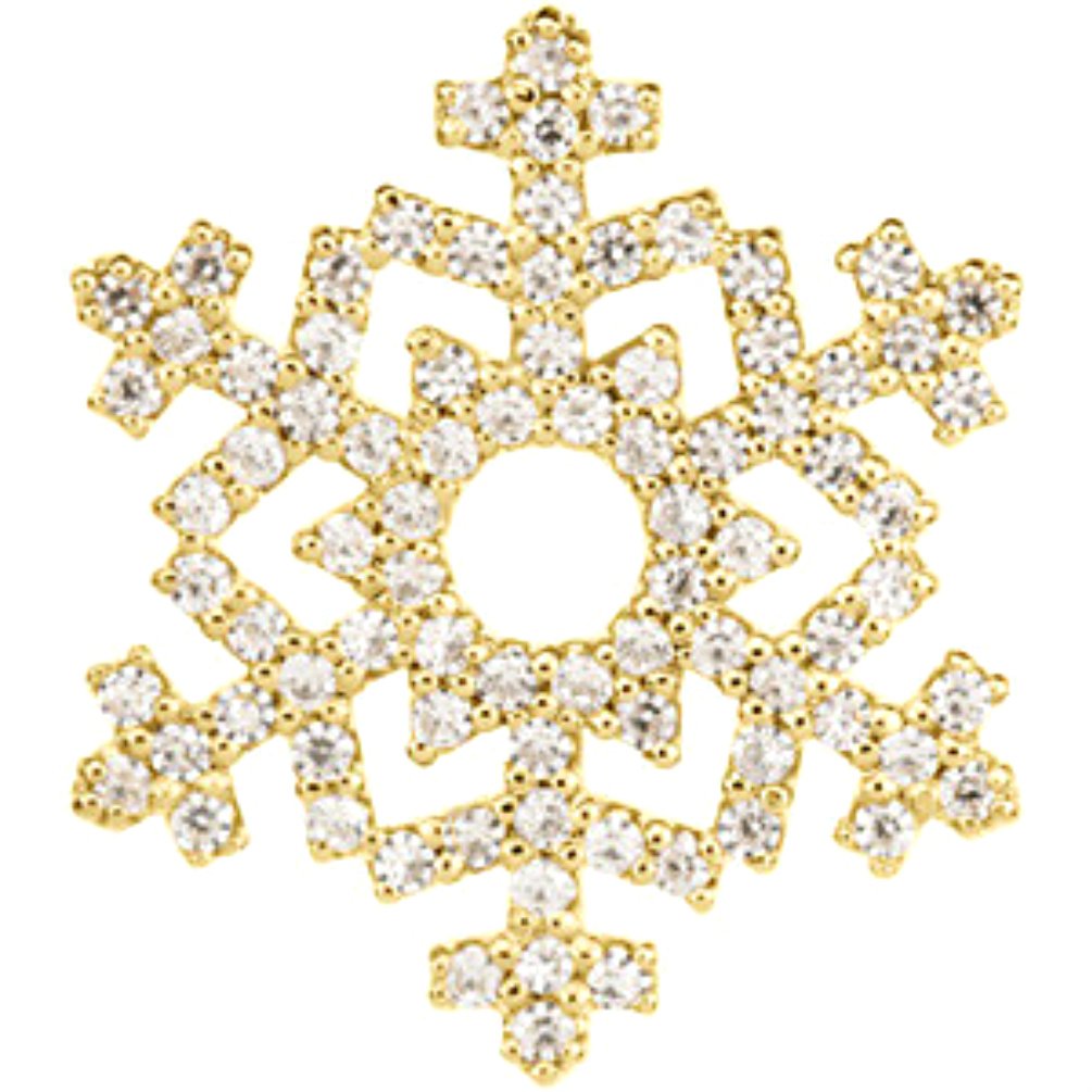 Diamond Snowflake 14k Yellow Gold Pendant