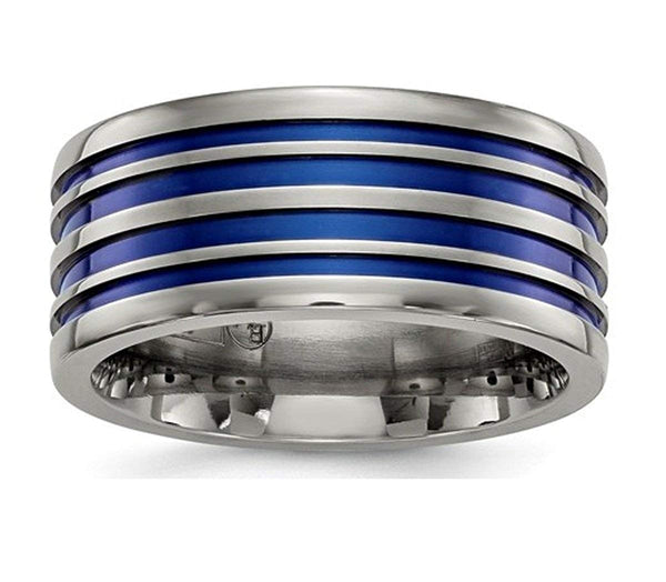 Edward Mirell Titanium Blue Anodized Grooved 10mm Closed Back Band