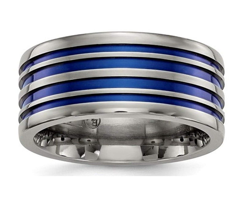 Edward Mirell Titanium Blue Anodized Grooved 10mm Closed Back Band