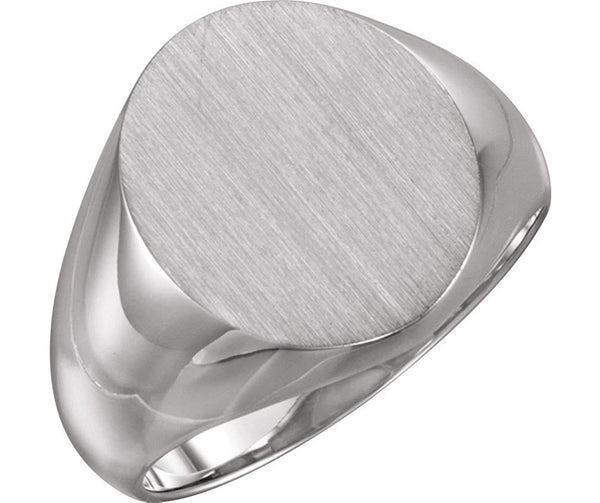 Men's Brushed Signet Ring, Sterling Silver (18x16mm)