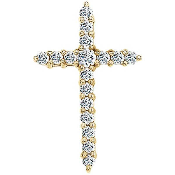 Diamond Accented Cross 14k Yellow Gold Pendant (.33 Ctw, G-H Color, SI1 Clarity)