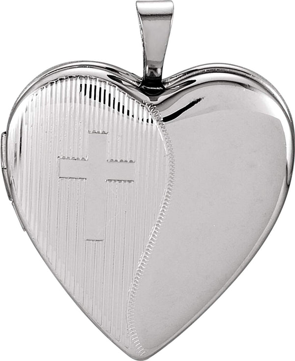 Heart Cross Sterling Silver Heart Locket Pendant (20.50X19 MM)