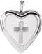 Diamond-Cut Heart with Cross Sterling Silver Locket Pendant ( 20.75X19.25 MM)