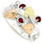 Lab Created Garnet January Birthstone Ring, Sterling Silver, 12k Green and Rose Gold Black Hills Gold Motif, Size 8.75