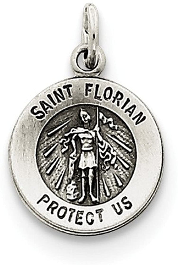 Sterling Silver Antiqued St. Florian Medal (18X12MM)