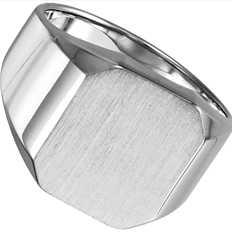 Men's Sterling Silver Octagon Signet Ring, 18x16mm