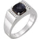 Men's Platinum Chatham Created Emerald and Diamond Ring (.125 Ctw, G-H Color, I1 Clarity)