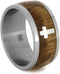 Sterling Silver Cross, Black Ash Burl Wood 10mm Comfort-Fit Matte Titanium Wedding Band