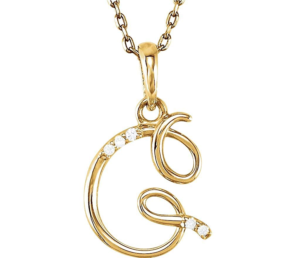 5-Stone Diamond Letter 'G' Initial 14k Yellow Gold Pendant Necklace, 18" (.03 Cttw, GH, I1)