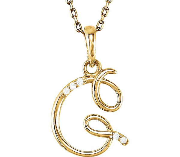 5-Stone Diamond Letter 'G' Initial 14k Yellow Gold Pendant Necklace, 18" (.03 Cttw, GH, I1)