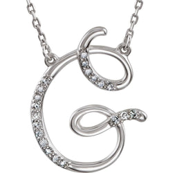 Diamond Initial 'G' Sterling Silver Pendant Necklace, 16.00" (.10 Cttw, GH Color, I1 Clarity)