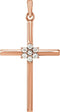 Large 7-Stone Diamond Cluster Christian Cross 14k Rose Gold Pendant (1/10 Ctw) 30.40X16.26MM