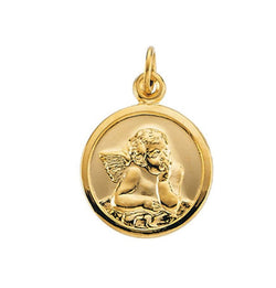 14k Yellow Gold Guardian Angel Medal (14.25 MM)