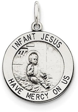 Sterling Silver Antiqued Infant Jesus Medal (17X11MM)