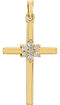 7-Stone Diamond Cluster Christian Cross 14k Yellow Gold Pendant (.07 Ctw) 22.80X11.30MM