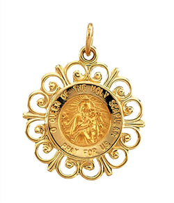 14k Yellow Gold Round Scapular Medal (18.5 MM)