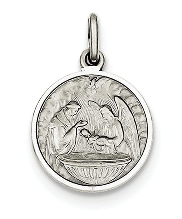 Sterling Silver Antiqued Baptism Medal (20X15MM)