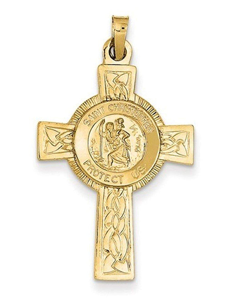 14k Yellow Gold St. Christopher Medal Pendant (37X21MM)