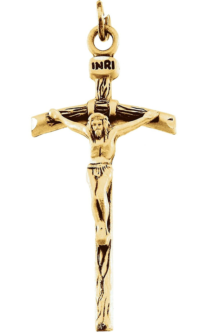 Papal Crucifix 14k Yellow Gold Pendant (29X18MM)