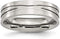 Stainless Steel 6mm Grooved Wedding Comfort-Fit Band, Size 6