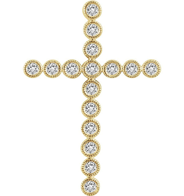 Diamond Paternoster Cross Pendant, 14k Yellow Gold (.75 Ctw, H+ Color, I1 Clarity)