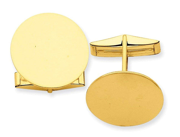 Ave 369 14k Yellow Gold Circular Round Cuff Links, 20MM