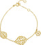 Leaf & Floral Design Bracelet, 14k Yellow Gold, 7"