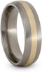 Satin Brushed Titanium, 14k Yellow Gold Inlay 5mm Comfort-Fit Dome Wedding Band, Size 14