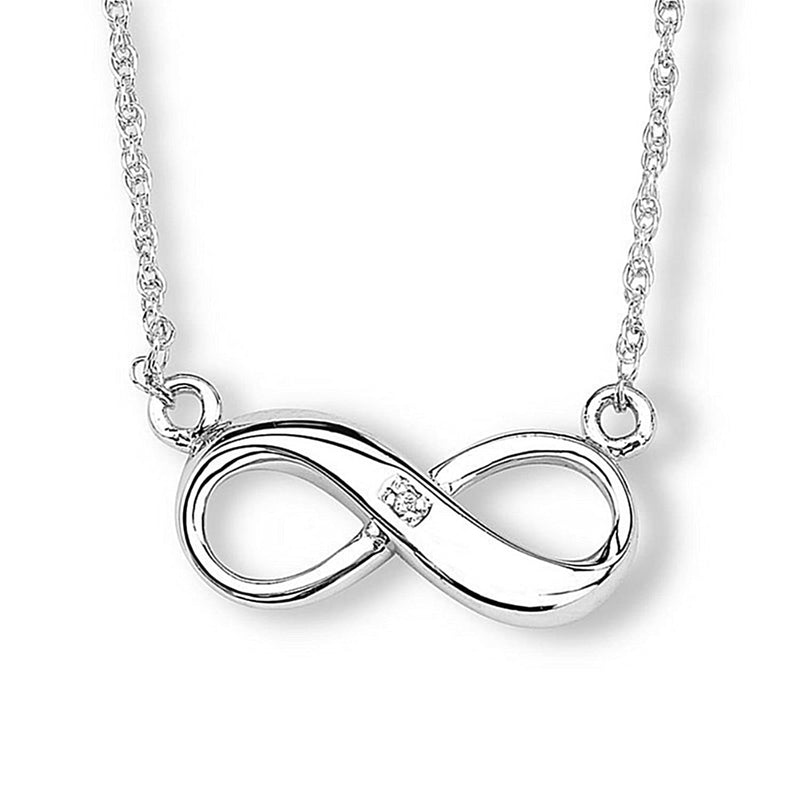 Diamond Infinity Necklace, Rhodium Plated Sterling Silver, 18" (.005 Ct)