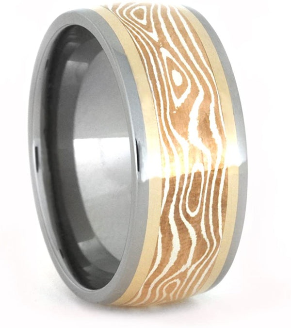 Copper and Silver Mokume 10mm Comfort-Fit Titanium Band