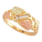 Ave 369 4-Stone Diamond and Grape Leaf Ring, 10k Yellow Gold, 12k Pink and Green Gold Black Hills Gold Motif (.08 Ctw)