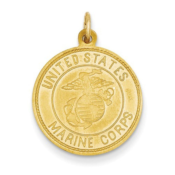 14k Yellow Gold US Marine Corp St. Christopher Medal Pendant (25X19MM)