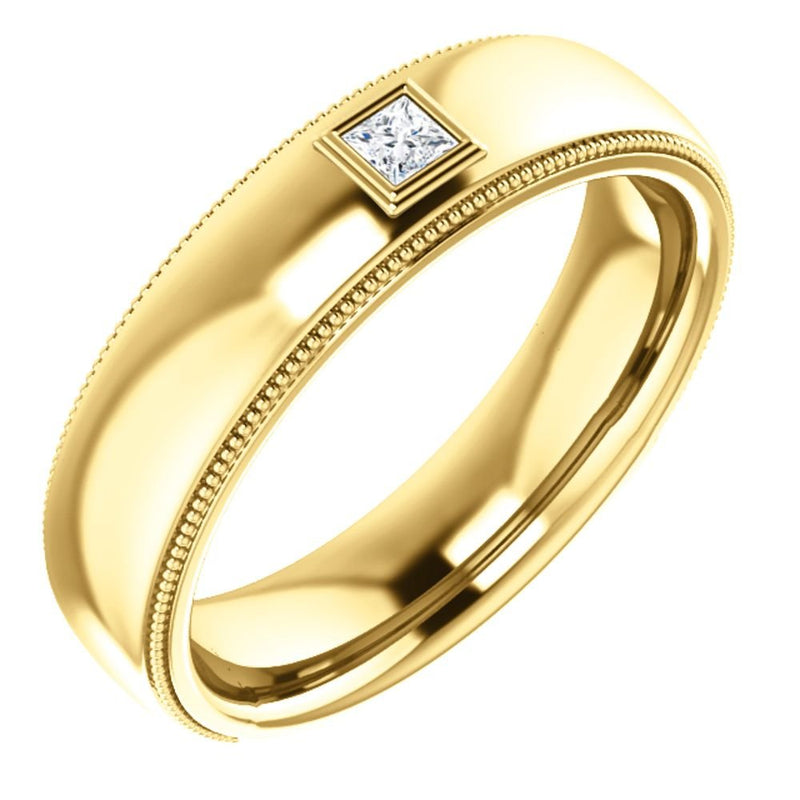 Men's 14k Yellow Gold Diamond 6mm Milgrain Band (.10 Ctw, Color G-H, SI2-SI3 Clarity) Size 10